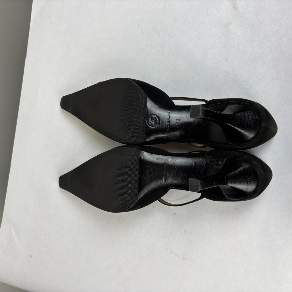 Vintage Chanel Suede Strappy Pointed Toe Kitten Heels Women's 39 - Picture 8 of 14